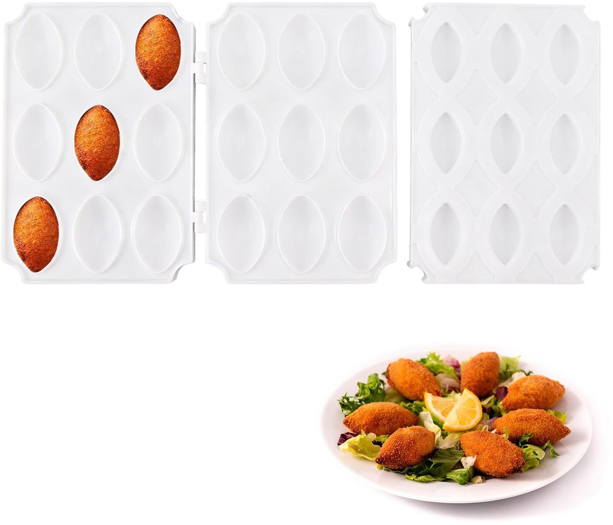 Dailygoods- Gehaktbalvorm 7,4 cm - Vleespersplaat 4/9 roosters - Handmatige Keukengereedschap - Vaatwasmachinebestendig - Voedselveilig ABS - Groot formaat - Vleesballenmaker