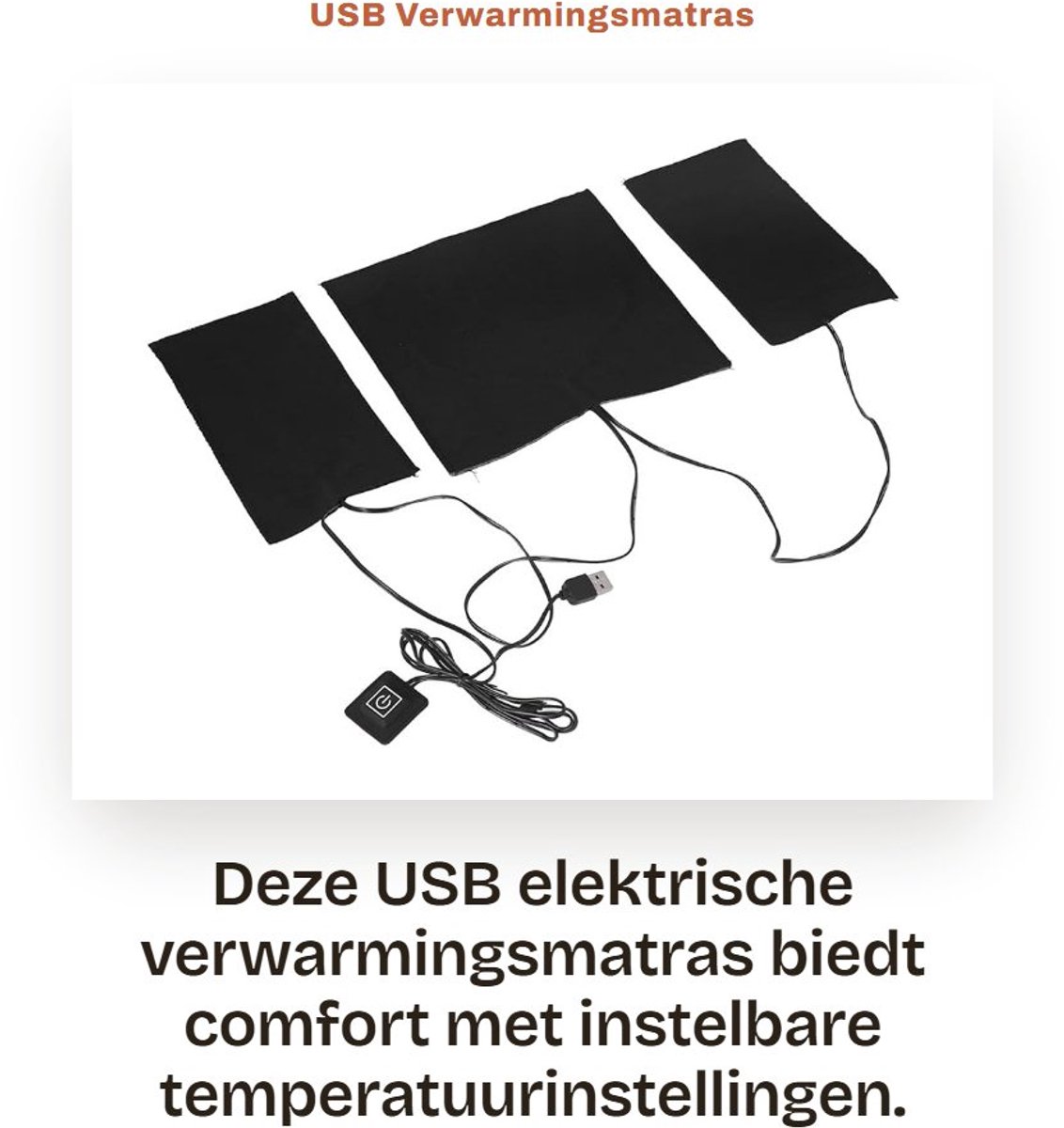 Dailygoods - USB Verwarmingsmatras met Instelbare Temperatuur