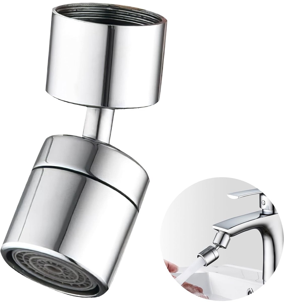 Dailygoods - Kraan opzetstuk - Waterbesparend - 360° draaibaar - M22 of M24 - Flexibele beluchter voor gootsteen - Geschikt voor dagelijks gebruik
