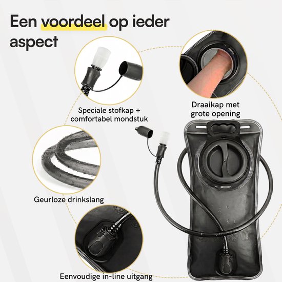 GearGlow® 2L Waterzak met Drinkslang - Klik-connectie - Vrij van nare geurtjes & smaakjes - BPA-vrij - Hardloop Drinkzak — afbeelding 4