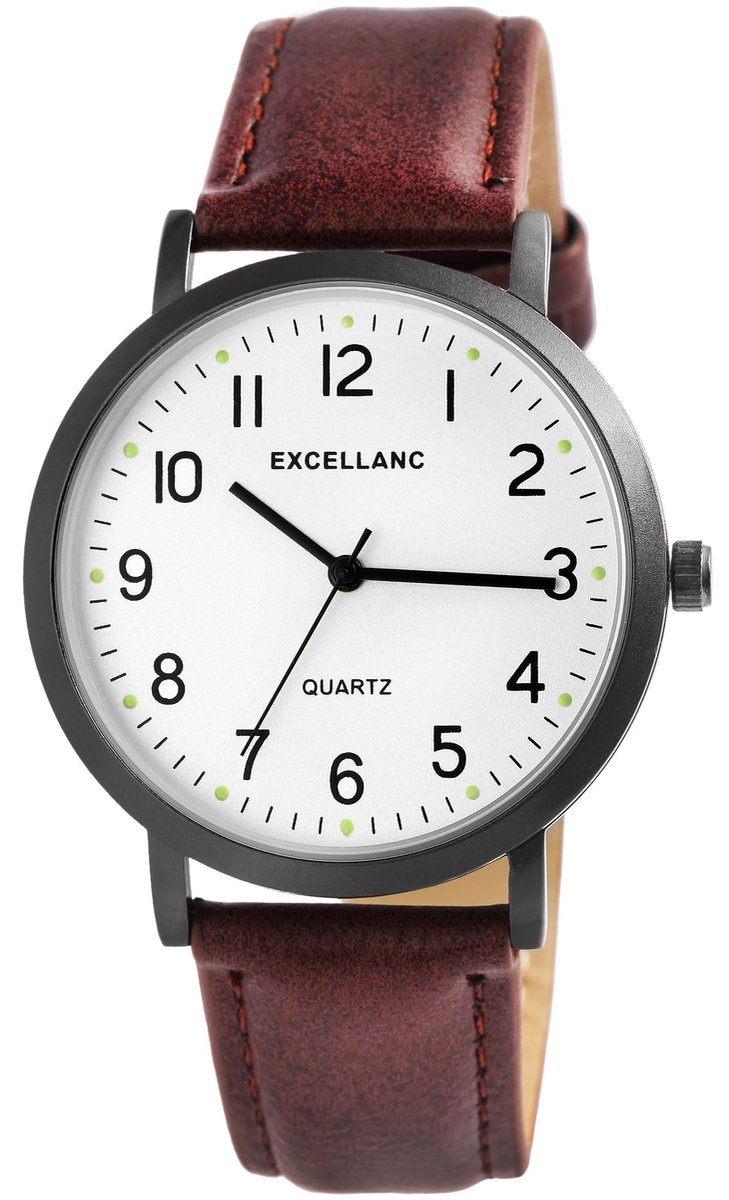 EXCELLANC Herenhorloge van imitatieleer 2900210 Excellanc herenhorloge met synthetisch leren band