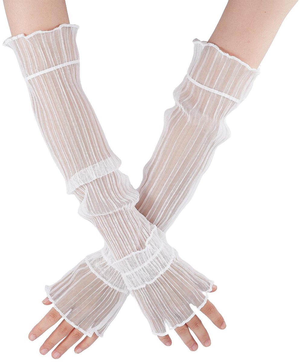 Dailygoods - Lichte Manchetten van Fijn Kant met Ruches - Vingerloze Handschoenen voor Kostuumaccessoires