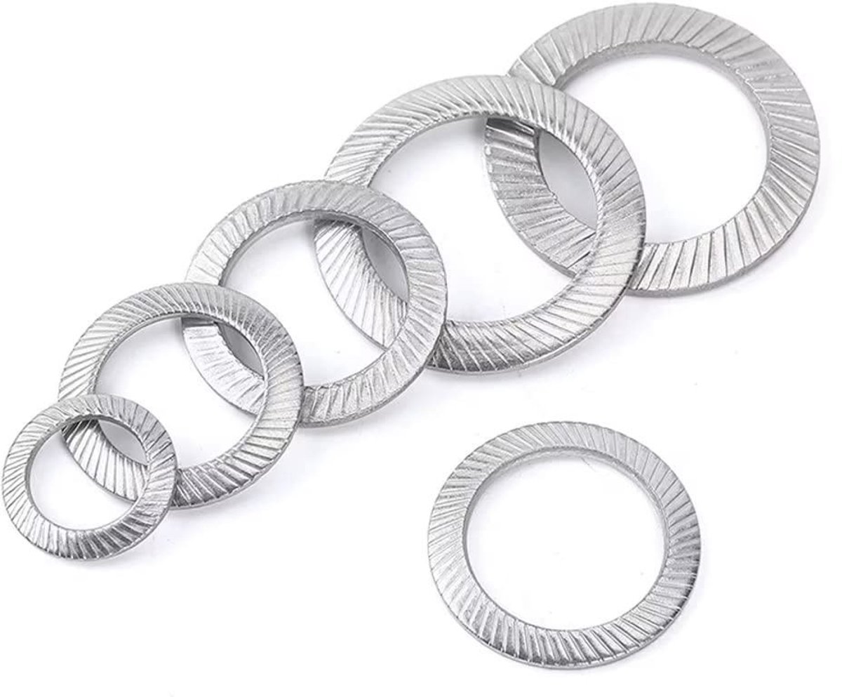 Dailygoods- Sluitringen Roestvrij Staal - Borgringen - Gekartelde Sluitringen - Antislip - 90 Stuks - Binnendiameter 2,5 mm-30 mm