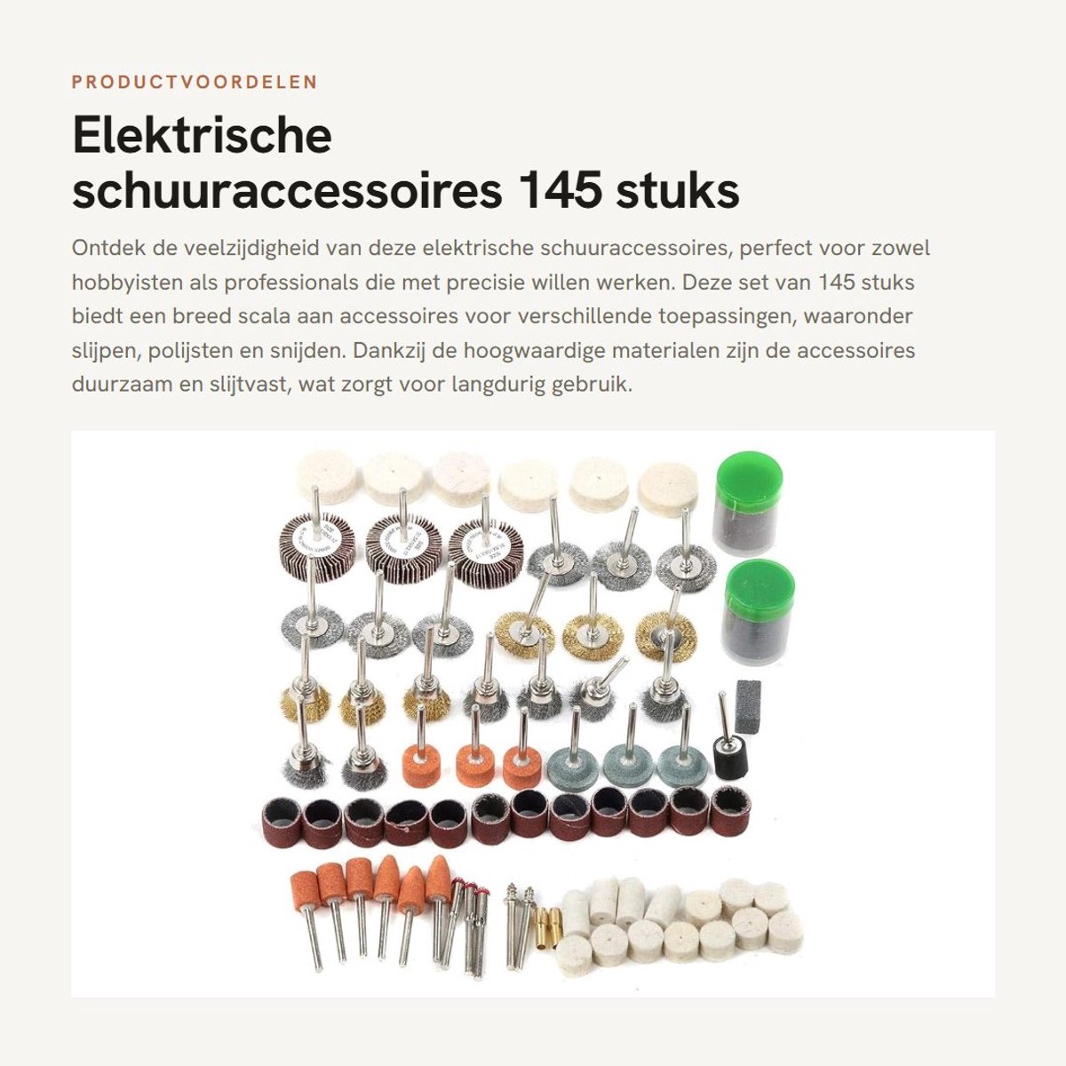 Dailygoods - Elektrische schuuraccessoires - 145 stuks - Duurzaam en slijtvast - Zwart - Ideaal voor slijpen en polijsten - Geschikt voor mini-boorsli...
