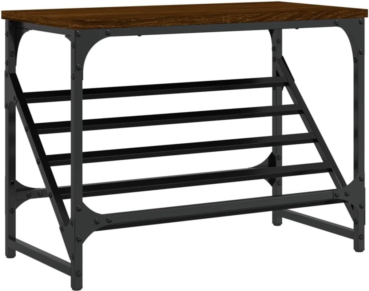 Schoenenrek Hout - Schoenenopberger Entree - Schoenen Ordenen - Schuine Plank Design - 60 x 30 x 45 cm