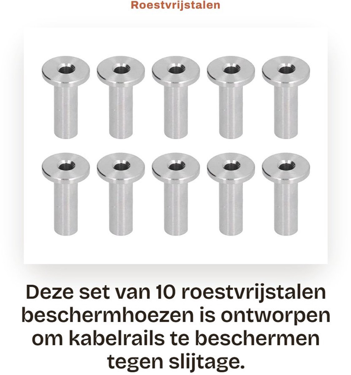 Dailygoods- Beschermhoezen Roestvrij Staal - 10 Stuks - Kabelrailingset - Bescherming tegen Slijtage - Decoratieve Toepassing - Marine Grade T316