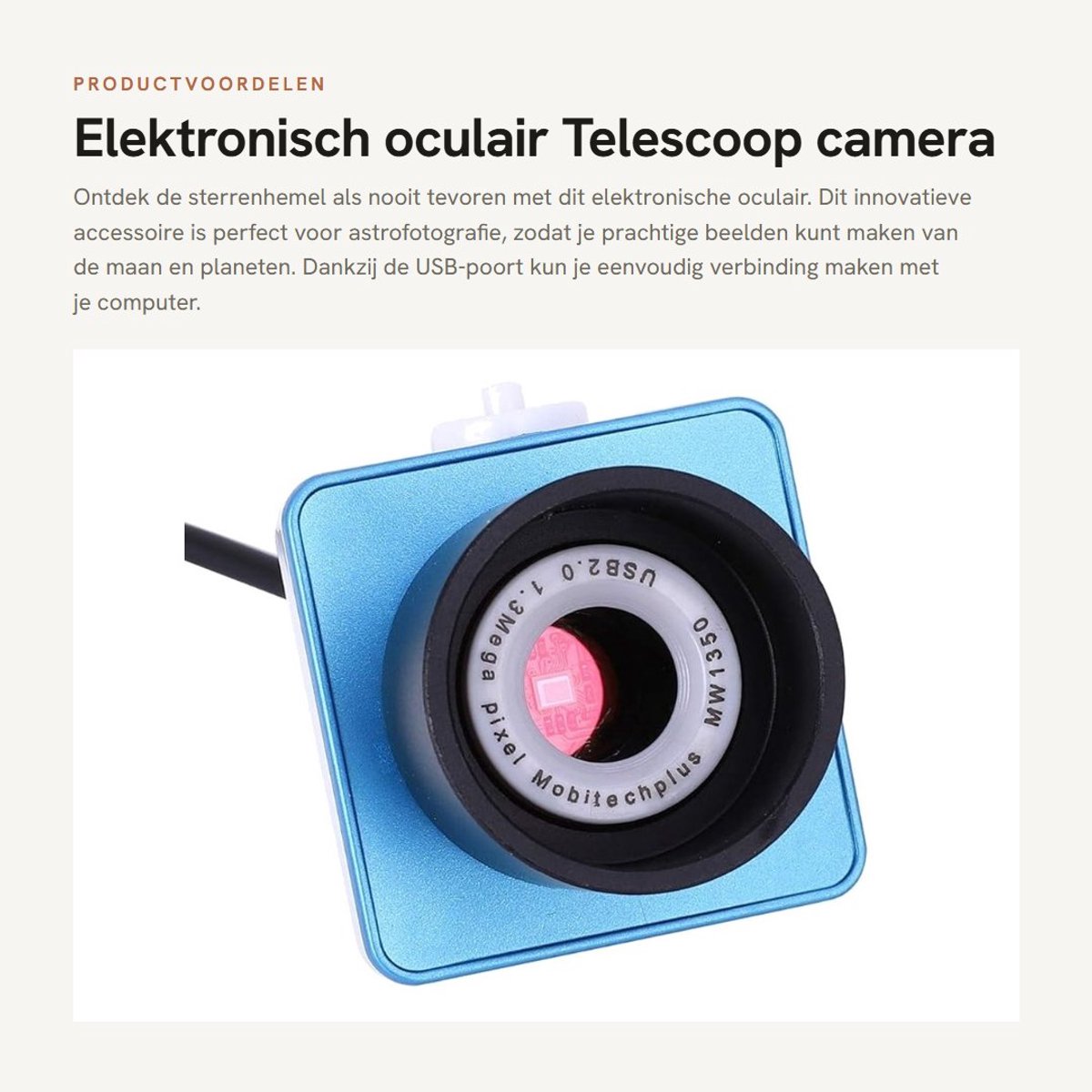 Dailygoods - Elektronisch oculair - Telescoop camera - USB-poort - Blauw - Astrofotografie - Geschikt voor maan- en planetaire opnamen - 1,25 inch