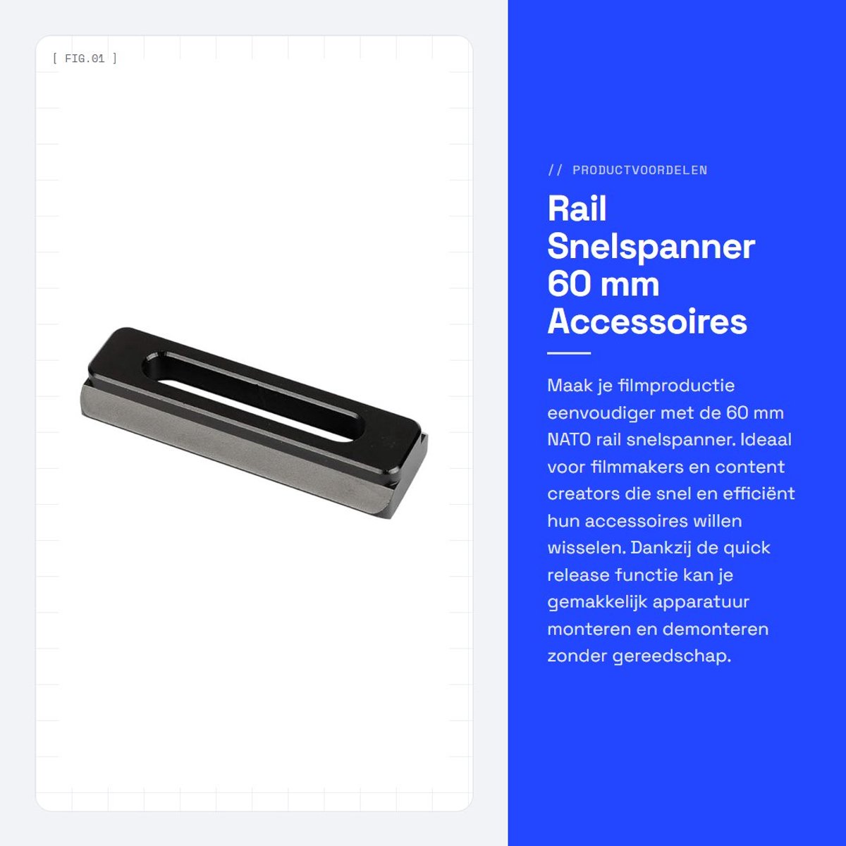 Dailygoods- Snelspanner 60 mm - Standaard NATO Rail - Veiligheid - Externe Accessoires - Veergeladen Pinnen - Inclusief Schroeven - Quick Release Mount