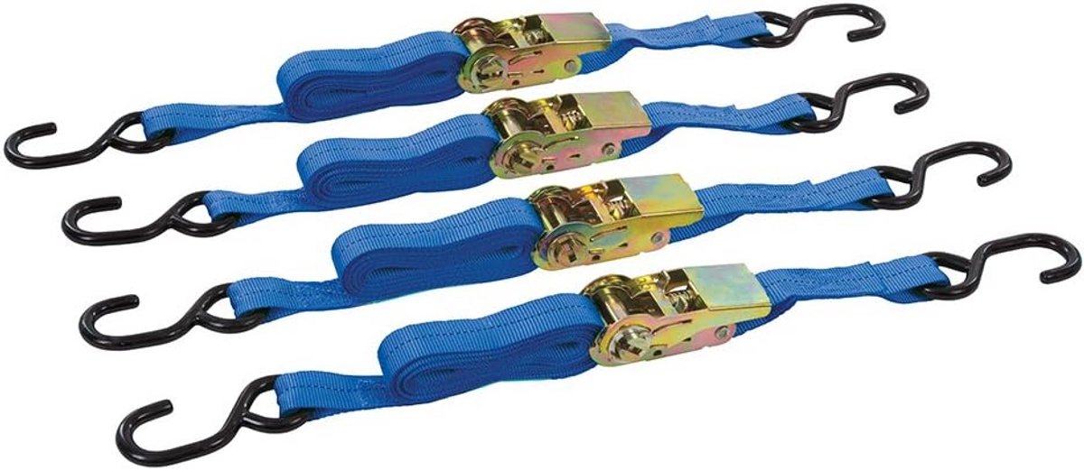Spanband S-haak - Ratelriemen - Lading Zekeren - Automatisch Vergrendelend - 350kg Capaciteit - Blauw