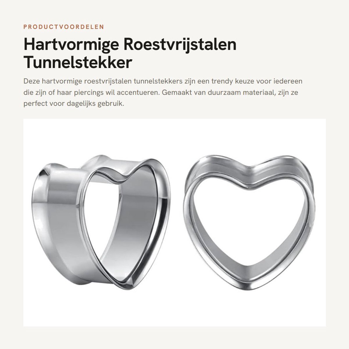 Dailygoods- Trompettunnelstekker Hartvormig - Roestvrij Staal - Expanderpiercing - Oormeetinstrument - Cadeau - 25 mm Geschenkverpakking - Piercing