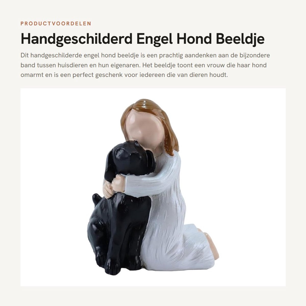 Dailygoods- Engel Beeldje Handgeschilderd - Hond Sculptuur - Herdenkingsstuk - Condoleancegeschenk - Duurzaam Design - 9,9 x 7,5 cm - Hondenbeeldje