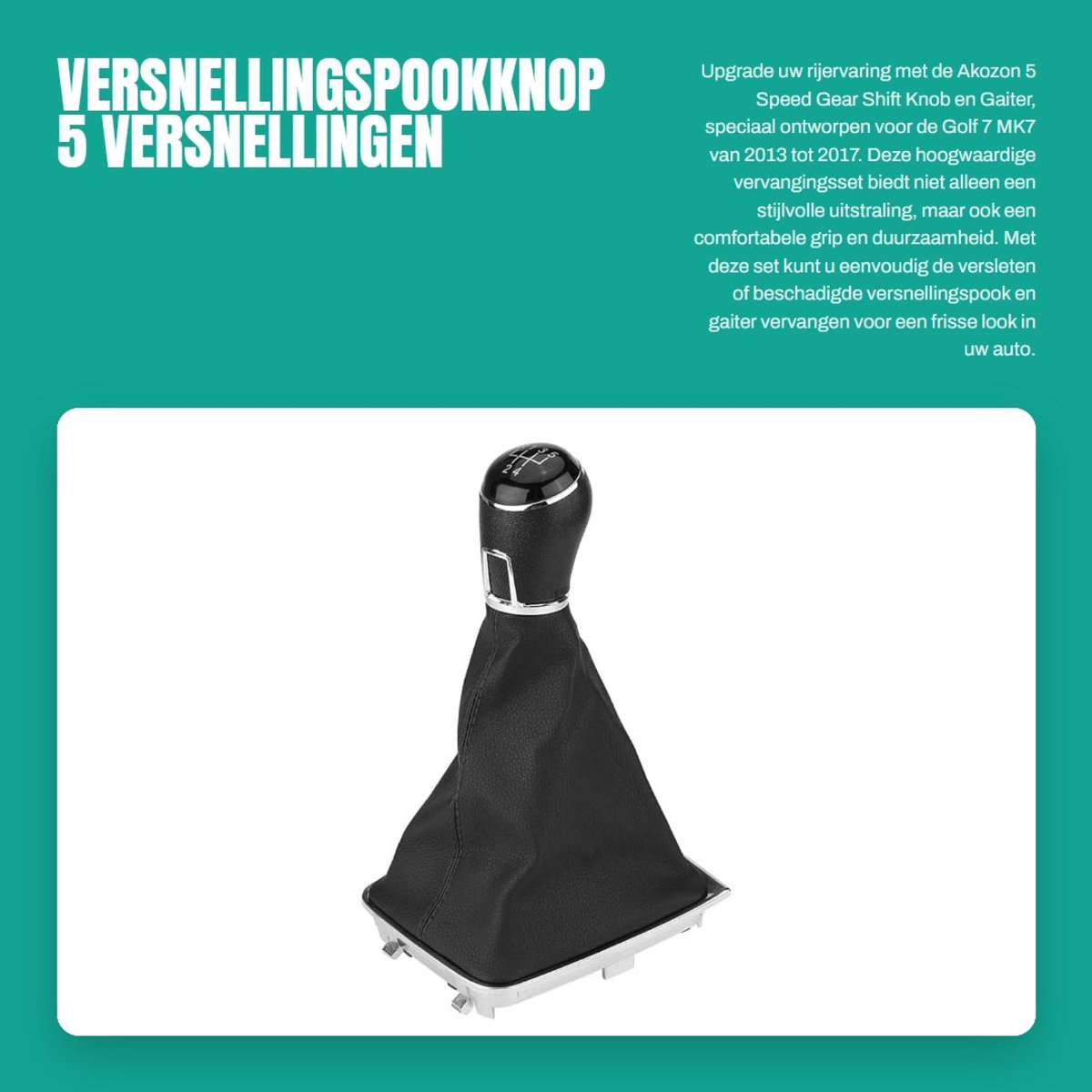 Dailygoods- Versnellingspook Hoes Hoogwaardige Kunstleer - Pookknop - Versnellingspook Knop - Universele Pookknop - Geschikt voor Golf 7 MK7 2013-2017 - Dustproof Cover - Versnellingsknop