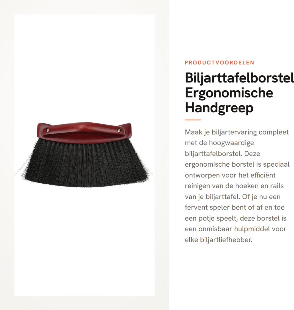 Dailygoods- Biljartborstel Ergonomische Handgreep - Pooltafelborstel - Reinigingsborstel - PVC/Grenenhout - Wijnrood/Zwart - Efficiënte Reiniging