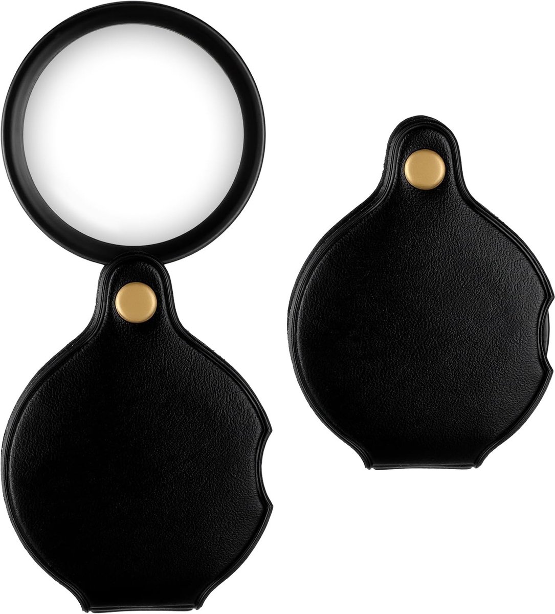 Dailygoods - 2 Stuks Inklapbaar Zakvergrootglas met 10-voudige Vergroting en Leren Beschermhoes