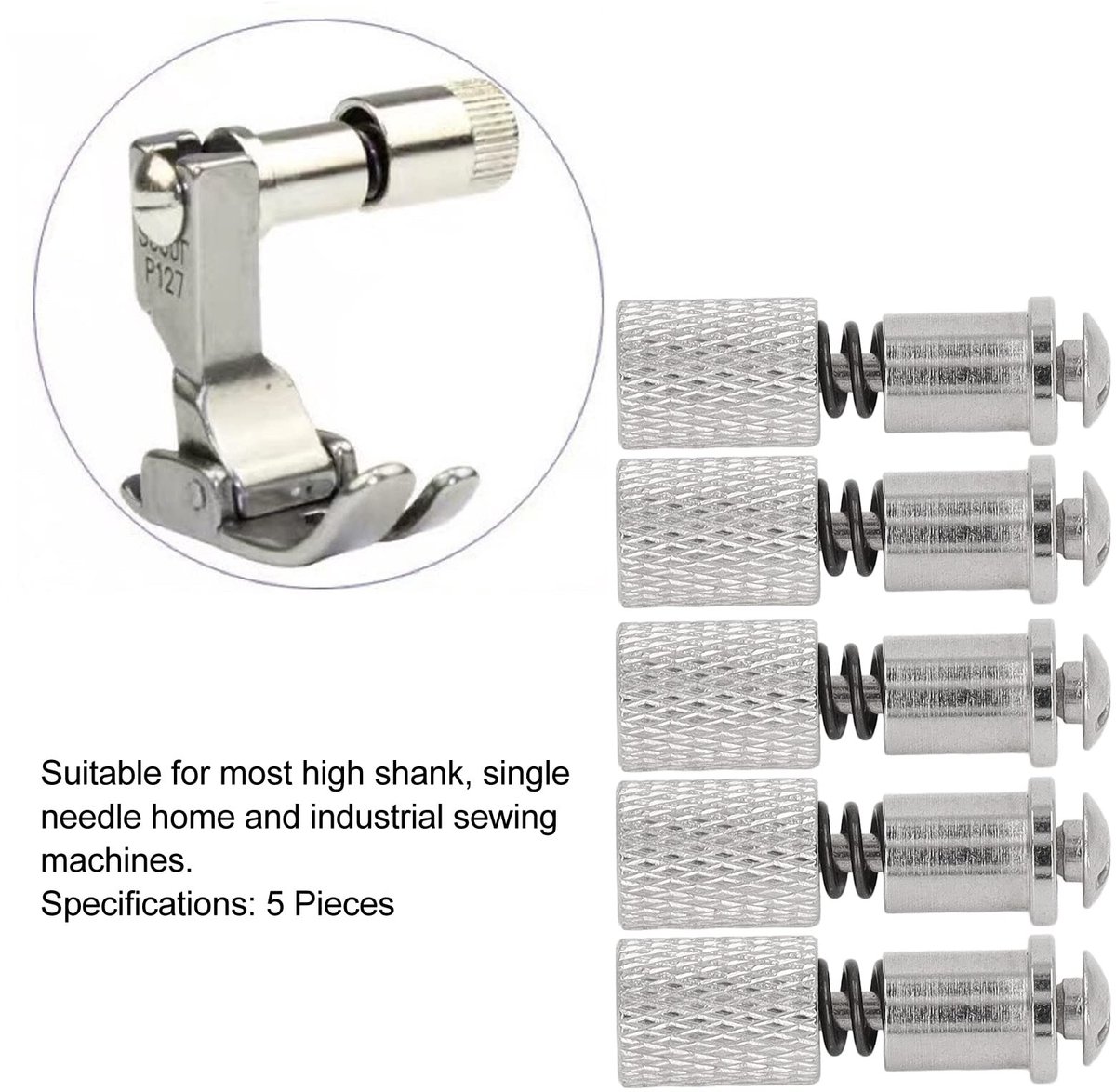 Dailygoods- Naaivoet 5 Stuks - Veervoetklem - Roestvrij Staal - Industrie - Compatibel met Naaimachines - Tijdbesparend - Naaimachineaccessoires