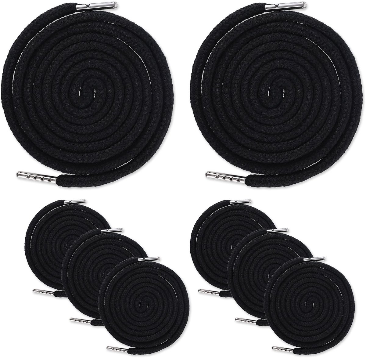 Dailygoods- Hoodie String Vervanging - Trekkoord - Capuchon Touw - Joggingbroek String - Metalen Cap - 8 Stuks 130cm Zwart - Trekoord