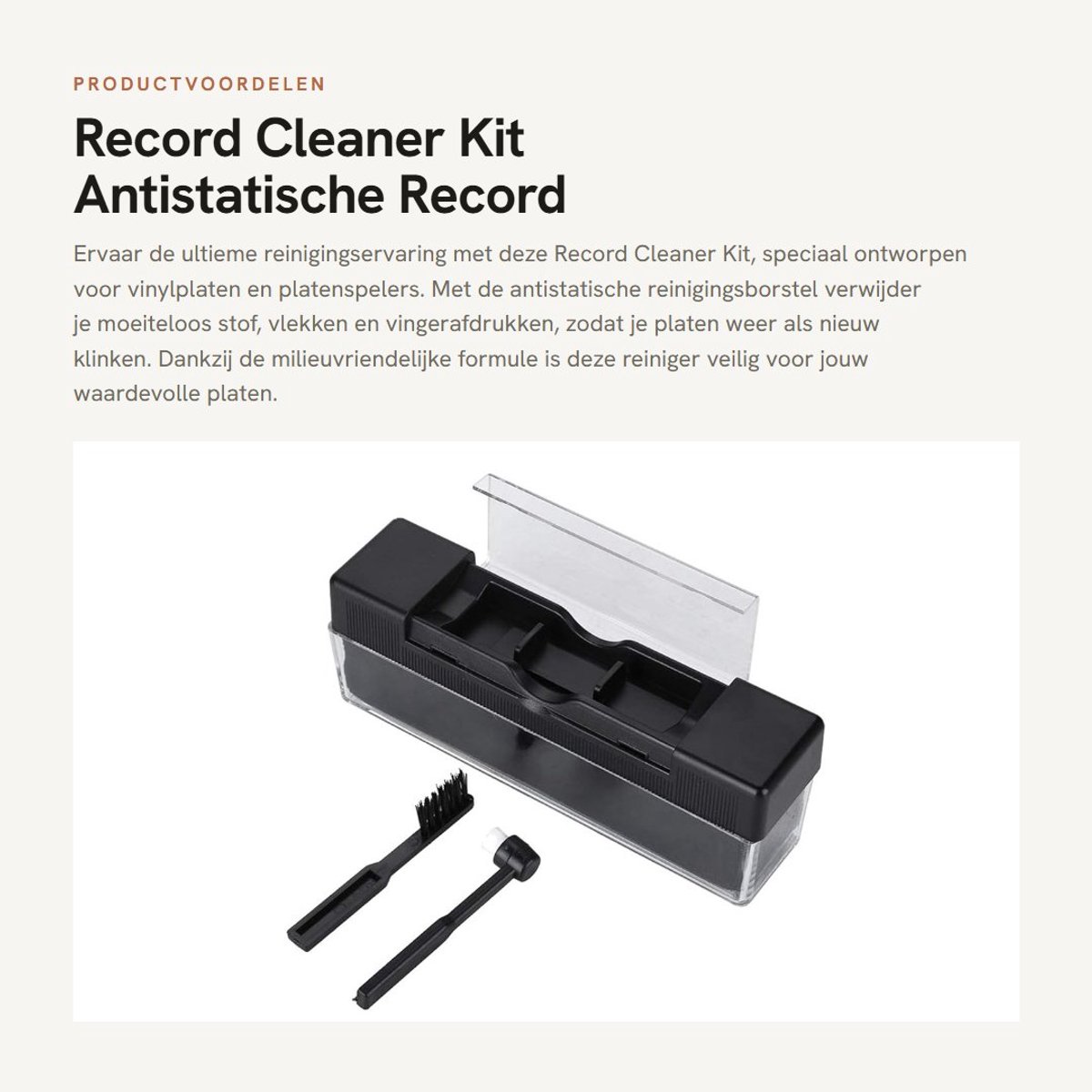 Dailygoods- Plaatreinigingsset Antistatisch - Reinigingsborstel - Milieuvriendelijke Formule - Vinylplaten Onderhoud - 3-in-1 Set - Flanel Materiaal - Vinylreinigingsset