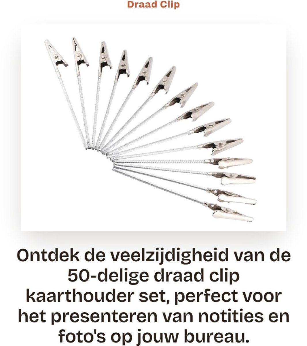 Dailygoods- Draadclip 50 Stuks - Kaarthouder - Foto Clips - DIY Craft - Memo Clip - Decoratie - Geschikt voor doe-het-zelf - Notitiehouder