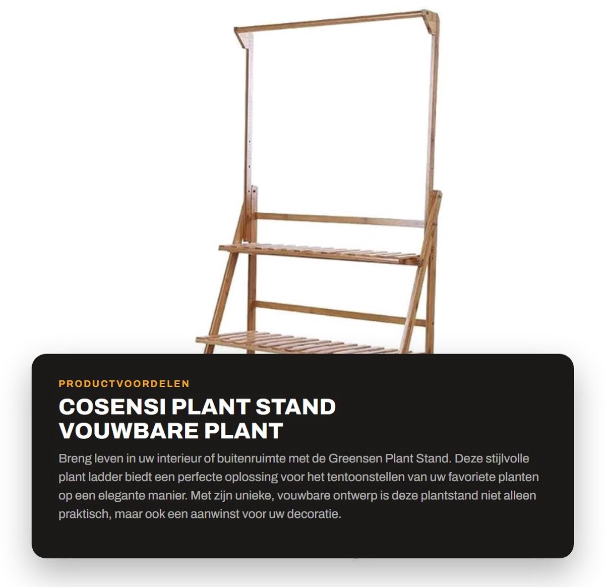 Dailygoods- Plantenstandaard - Opvouwbaar Houten Plantenrek - 3 Laags - Binnen/Buiten Gebruik - Charmant Ontwerp - Veiligheidsdetails voor Planten