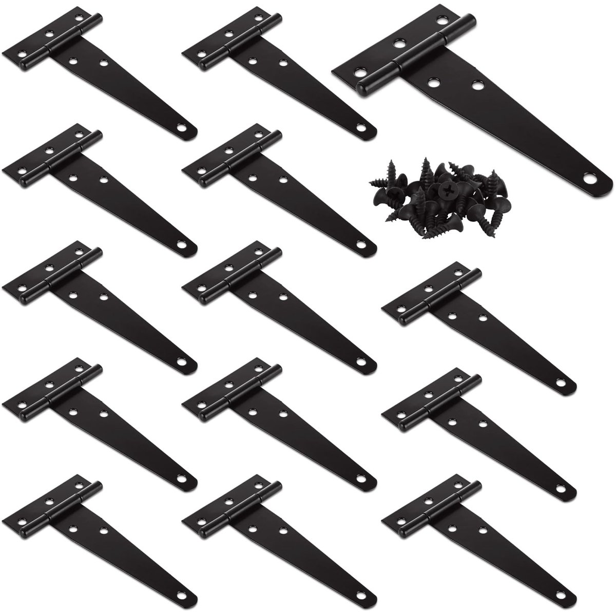 Dailygoods - 14 stuks T-scharnieren voor zware belasting - Zwart, roestvrij staal