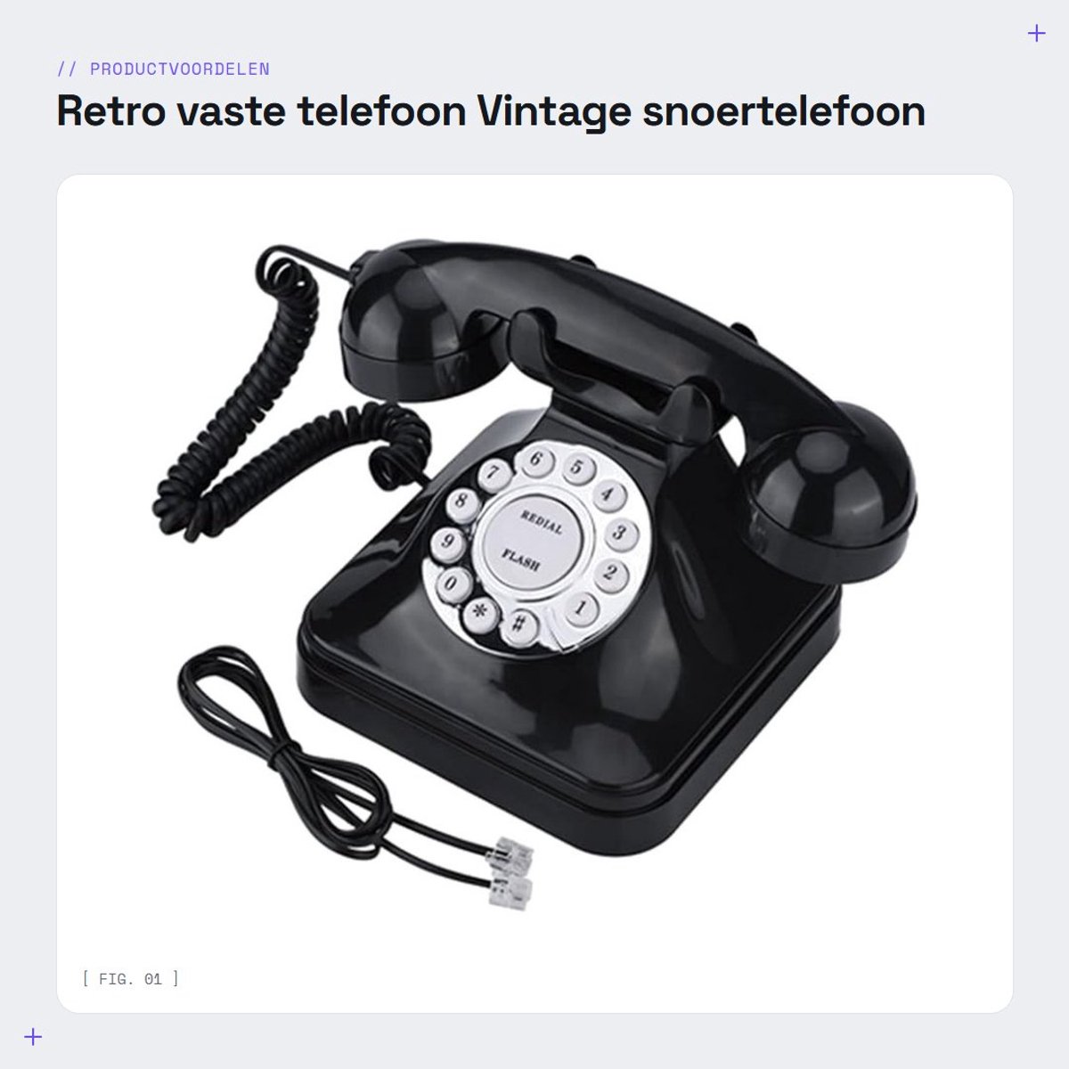 Dailygoods- Vaste Telefoon Vintage - Retro Telefoon met Draaiknop - Snoertelefoon - Antislip Sokkel - Duurzaam Kunststof - Gebruiksvriendelijk Ontwerp
