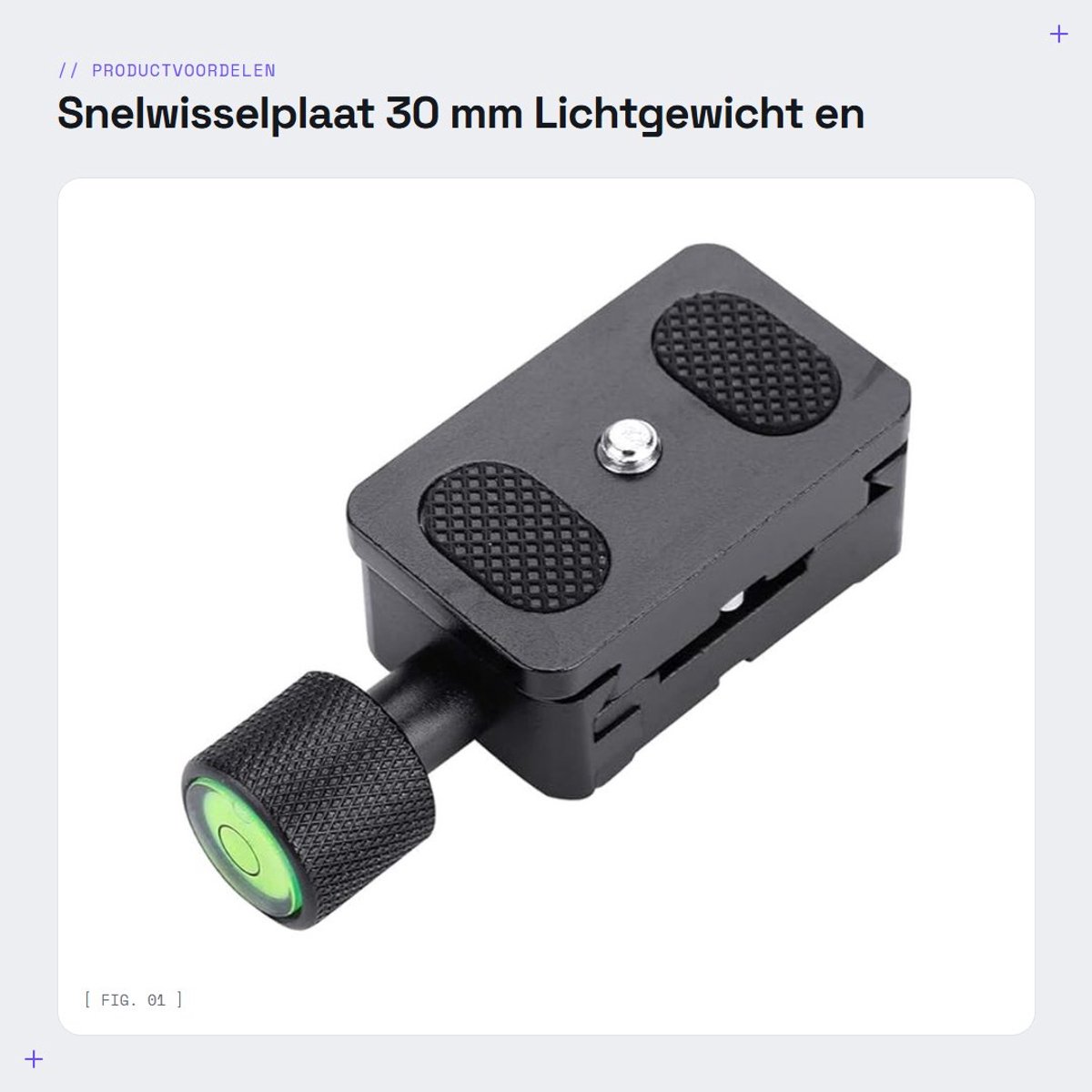 Dailygoods- Snelwisselplaat 30 mm - Draagbare 1/4" Schroefbevestiging - Aluminiumlegering - Lichtgewicht - Inclusief Blaasniveau - Geschikt voor DSLR-camera's - Camera Plaat