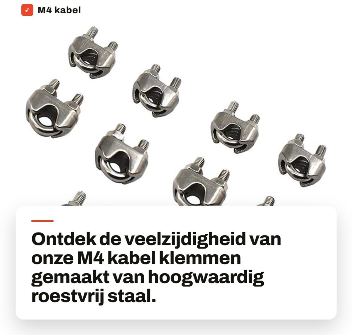 Dailygoods- Kabelklem M4 - 10 Stuks - Roestvrij Staal - Draad/Kabel Clip - Corrosiebestendig - Voor Touw/Kabel tot 4mm - Kabelclip
