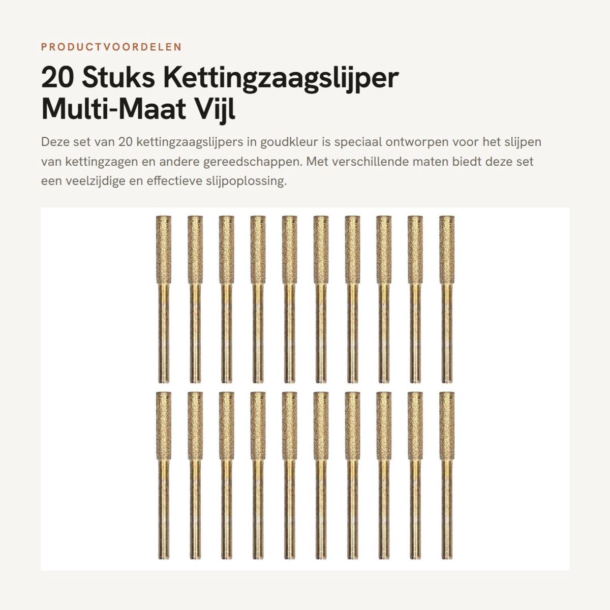 Dailygoods - 20 Stuks Kettingzaagslijper Multi-Maat Vijl voor Effectief Slijpen (Goud)