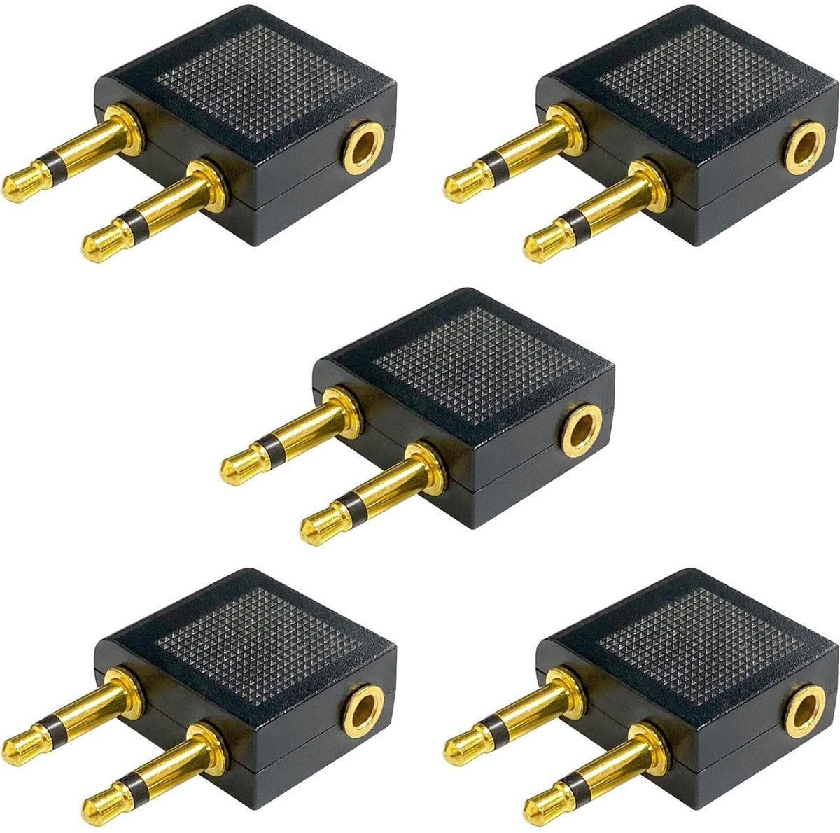 Dailygoods - 5 Stuks Vliegtuigadapters voor Hoofdtelefoons 1/8"