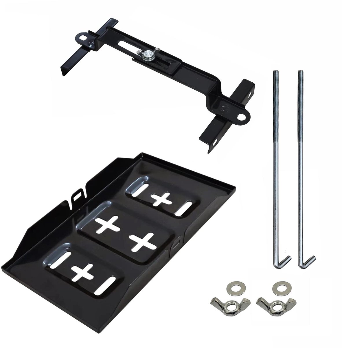 Dailygoods - Universele Auto Accu Houder met Verstelbare Klemmen - Robuuste Metalen Accu Tray
