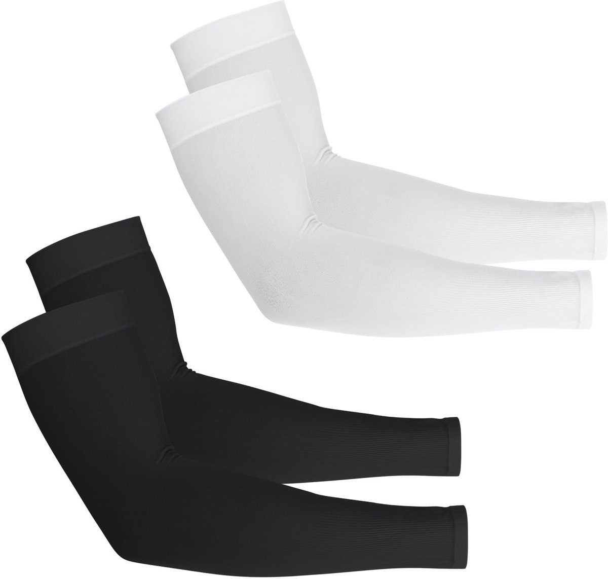 Dailygoods- Manchet UV-bescherming - Vingerloze Armhoezen - 2 Paar - Zwart/Wit - Katoen Spandex - Lengte 14,5 Inch