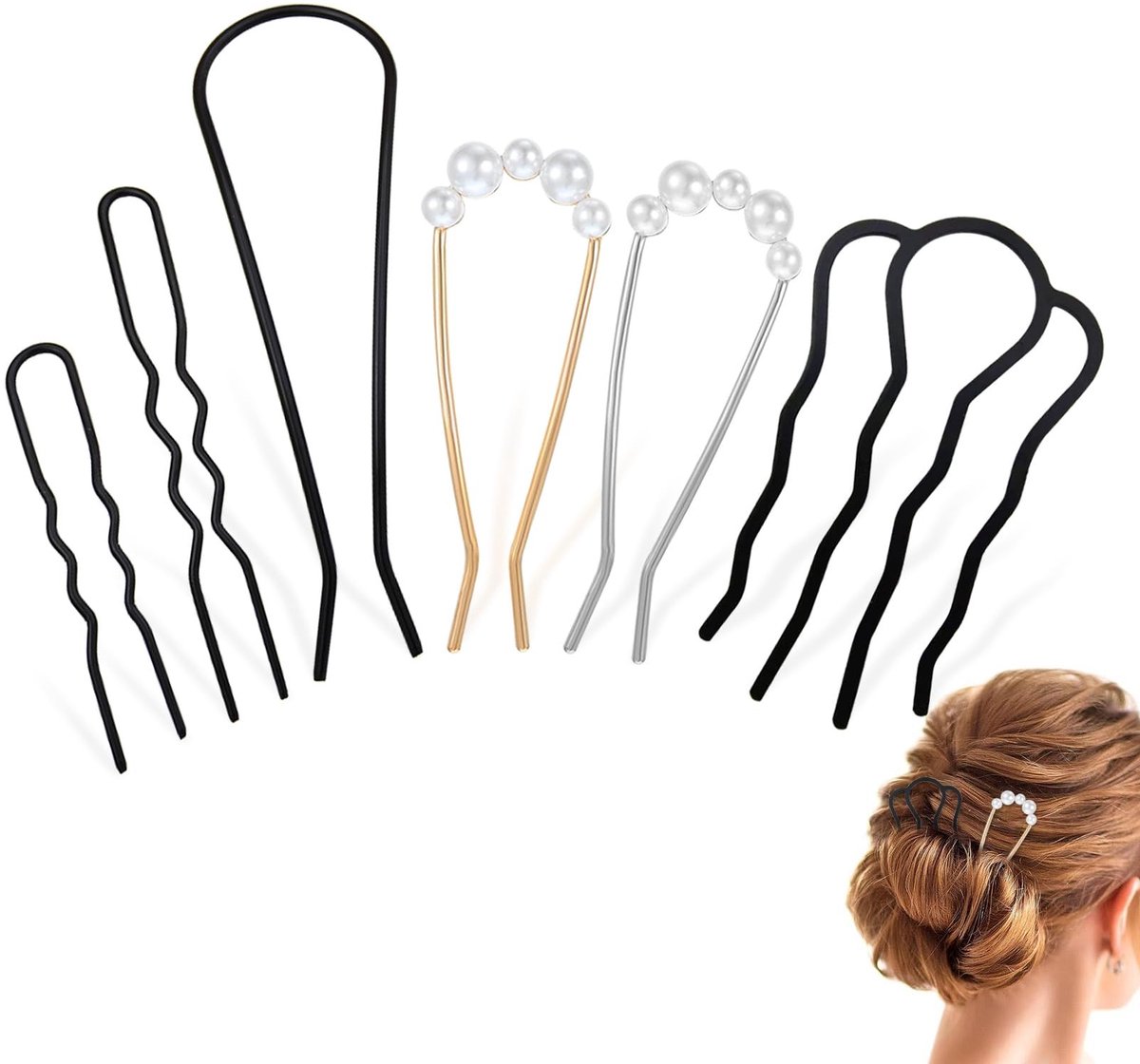 Dailygoods- Haarspelden U-vormig - 6 Stuks - Grote Haarspelden - Haaraccessoires Vrouwen - Hoofdtooi Meisjes - Duurzaam Legeringsmateriaal