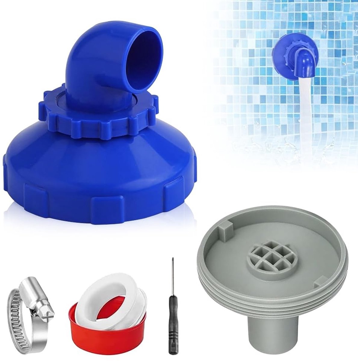 Dailygoods- Inlaatmondstuk 360° draaibaar - Zwembadsproeier - Accessoires voor Intex/Bestway - Robuust ABS-kunststof - UV-bestendig - Eenvoudige montage