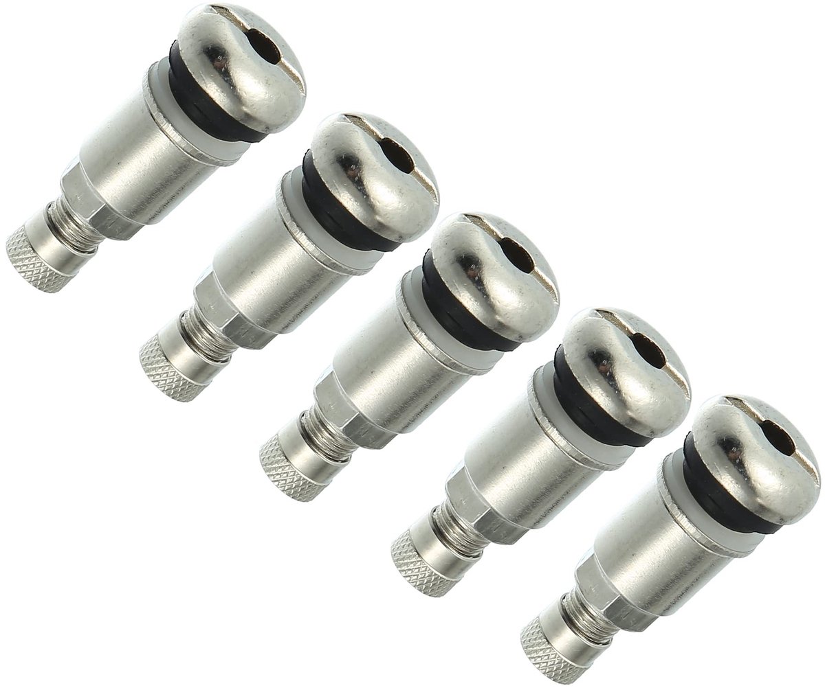 Dailygoods- Wielventielen 5 Stuks - Bandenventiel - Schacht - Zilverkleurig - Aluminiumlegering - Duurzaam - Bandenventielen