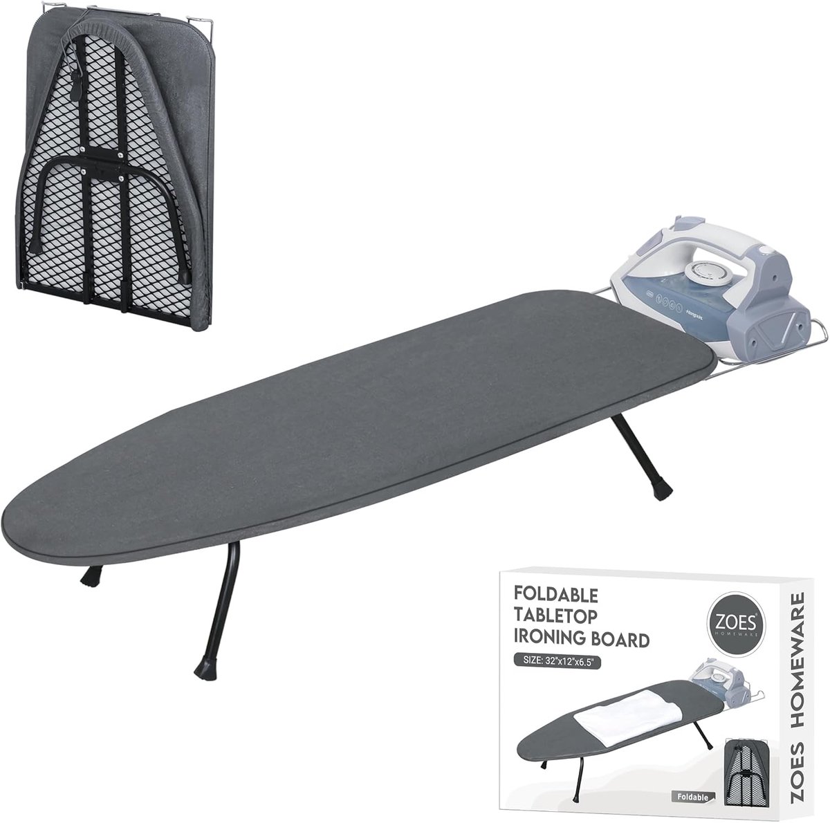 Strijkplank voor tafel - Opvouwbare strijkplank - Snel kreukels verwijderen - Metalen gaas