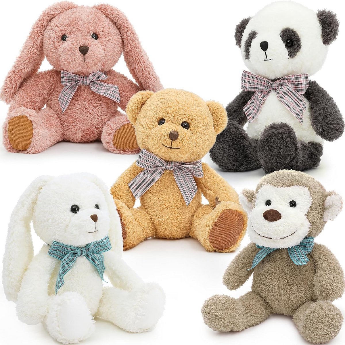 Pluche Dieren Set - Knuffels Cadeau - Decoratie en Spel - Wasbare Oppervlakte - 32 cm Hoog - Multicolor