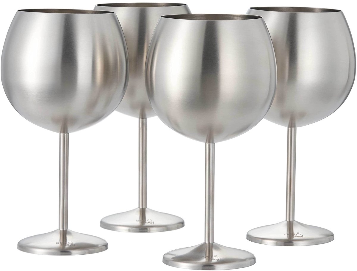 Dailygoods- Cocktailglazen XL 700ml - Roestvrijstalen Ballon - Stevig en Onbreekbaar - Tiki/Cocktail - Cadeau voor Verjaardagen - Elegant en Robuust - Gin Glazen
