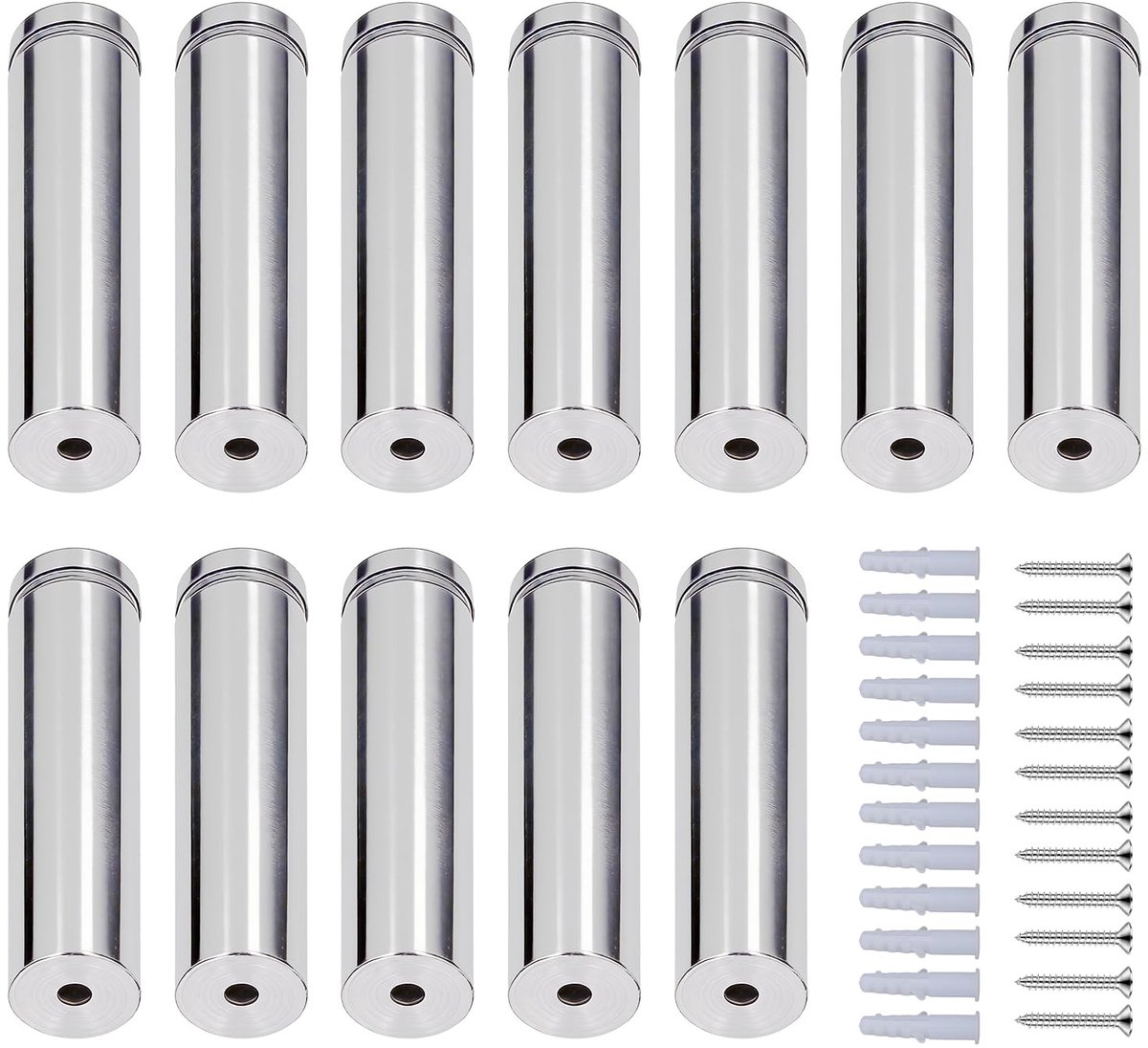 Dailygoods- Standoff Schroeven 12 Stuks - Roestvrij Staal - Montage Hardware - Afstandhouder - Voor Acryl Fotolijst - Eenvoudig te Installeren - Afstandhouders