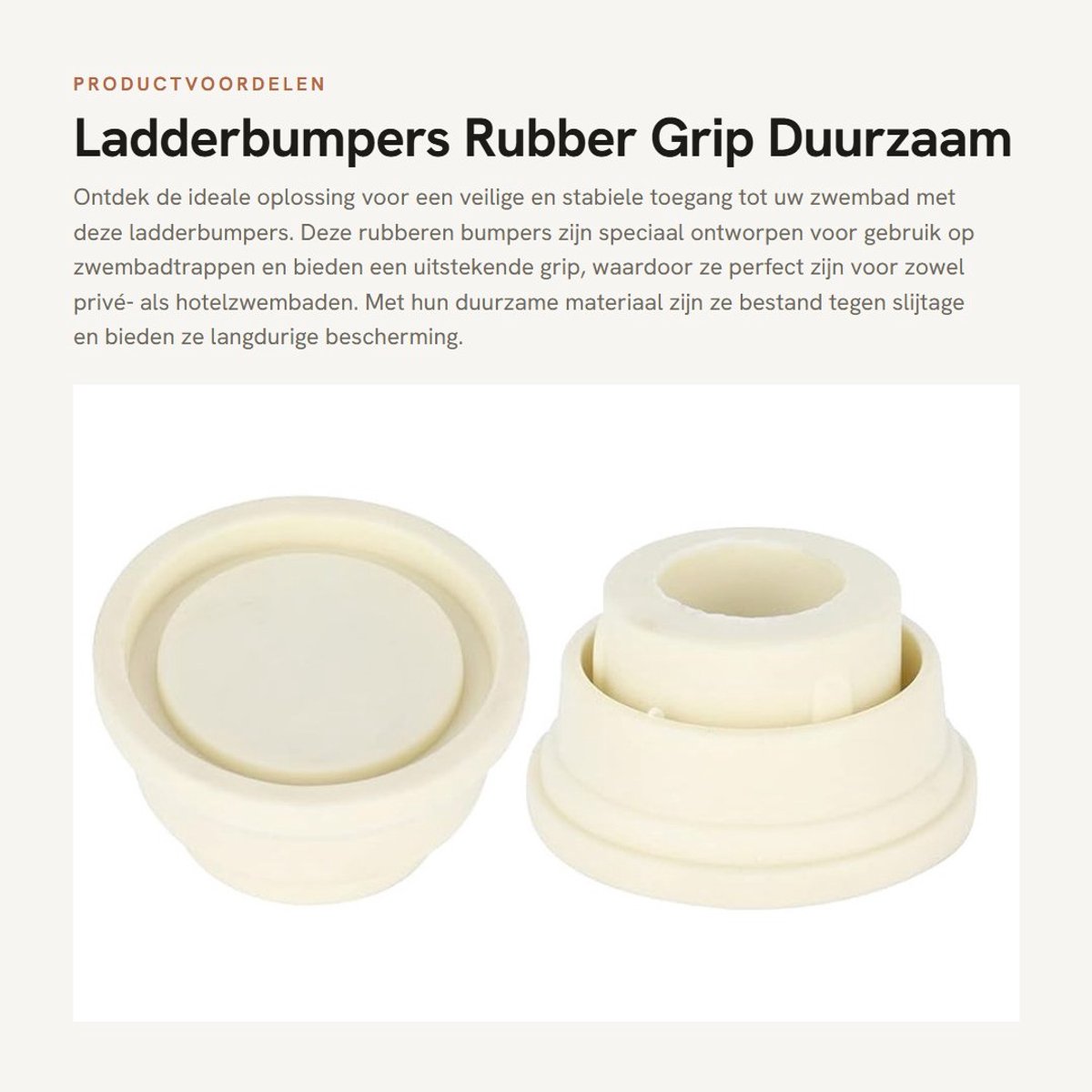 Dailygoods- Ladderbumpers rubber - Zwembadtrap accessoires - Antislip rubberen grip - 2x Ladderbumper - Gewicht 90 g - Afmetingen 6 x 3,9 x 3,3 cm