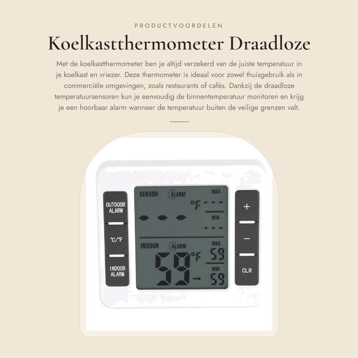 Dailygoods - Koelkastthermometer - Draadloze temperatuursensoren - Hoorbaar alarm - Compact formaat - Temperatuurregistratie - Geschikt voor koelkast...