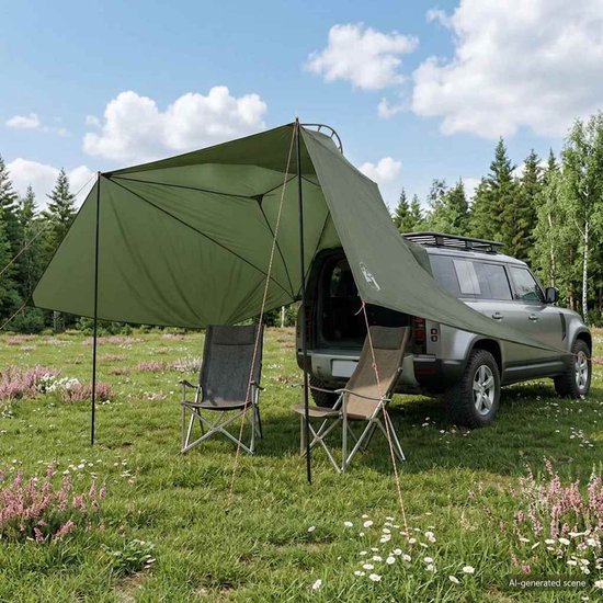 vidaXL - Auto - Tent - 350 - x - 250 - cm - Leger - Groen - Polyester - en - Staal van Vidaxl — afbeelding 3