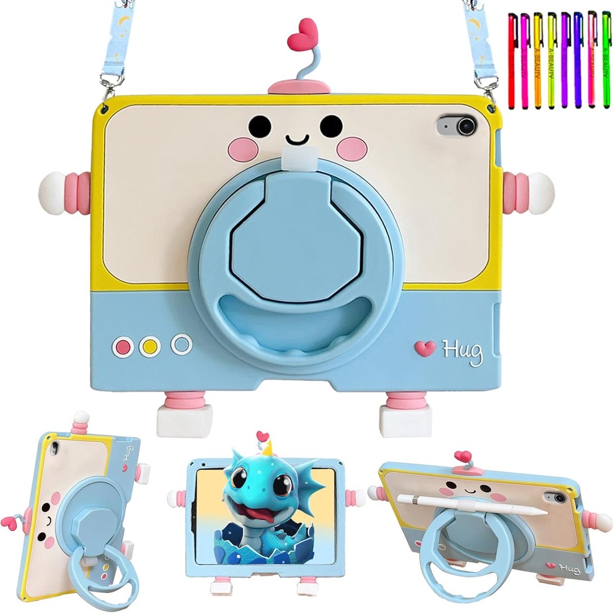 Kinderhoes Tablet - Beschermhoes Kinderen - Tablet Bescherming - Met Penhouder - 102 Inch - Blauw