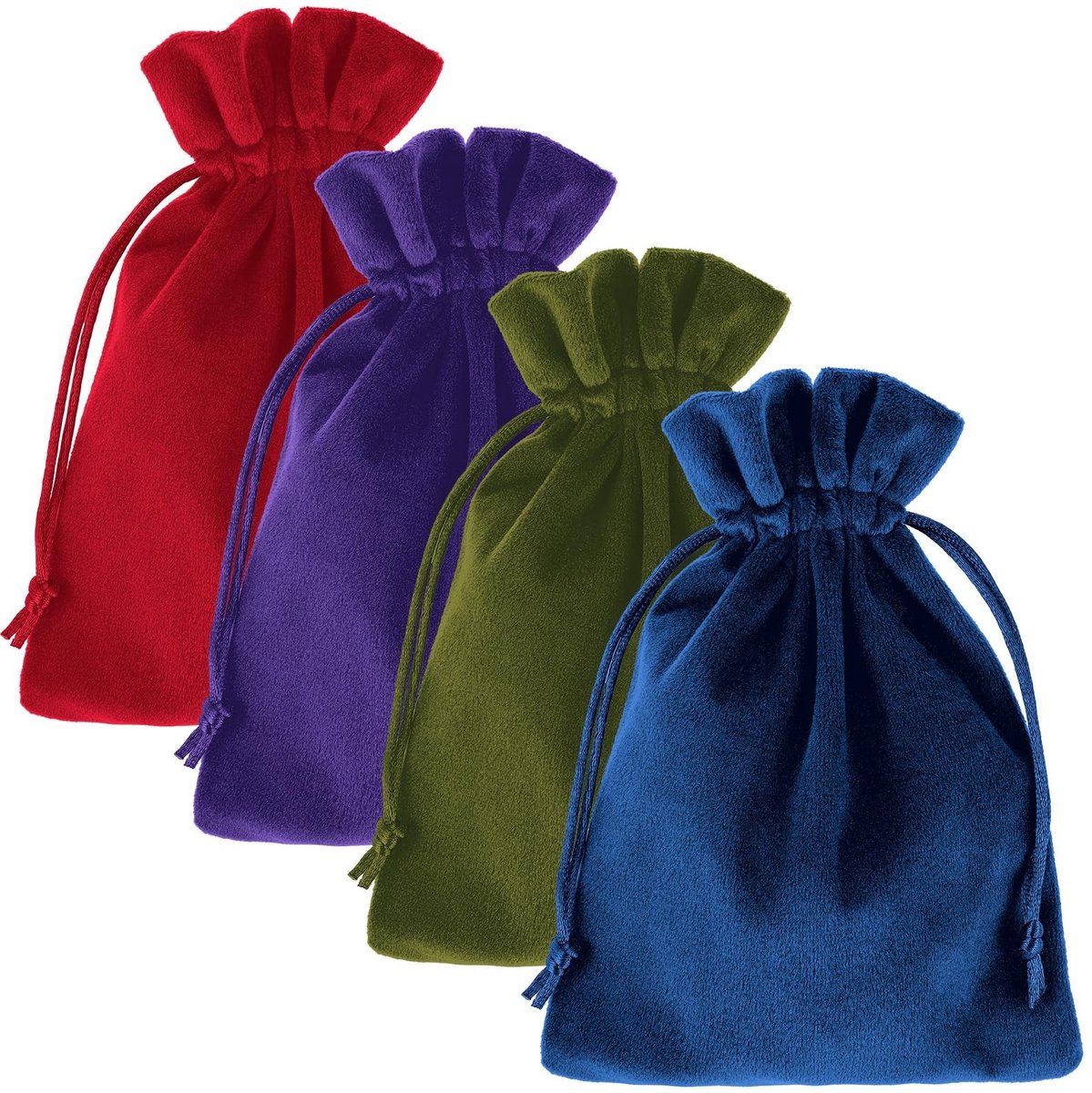 Dailygoods- Geschenkzakjes Hoge Kwaliteit - Fluwelen Zakjes - Trekkoord - 4 Stuks - 7,08 X 5,11 Inch - Geschikt voor Sieraden/Kristal - Trekkoordzak