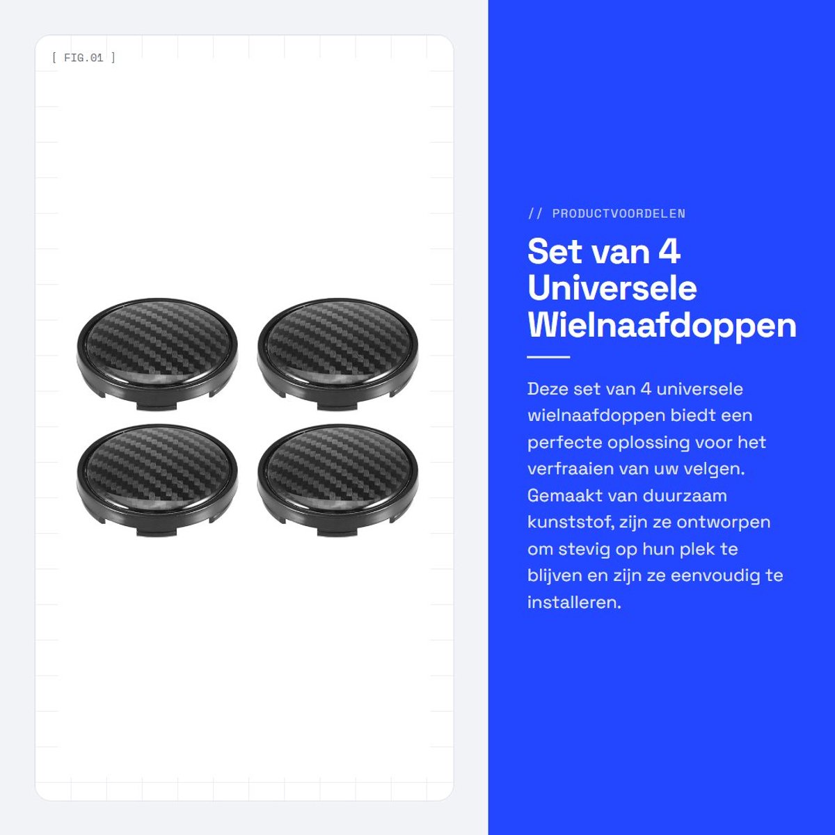 Dailygoods- Wielnaafdoppen 63mm - 4 Stuks - Zwart - Kunststof - Geschikt voor Voor-/Achterwielnaaf - Eenvoudige Installatie - Wieldoppen
