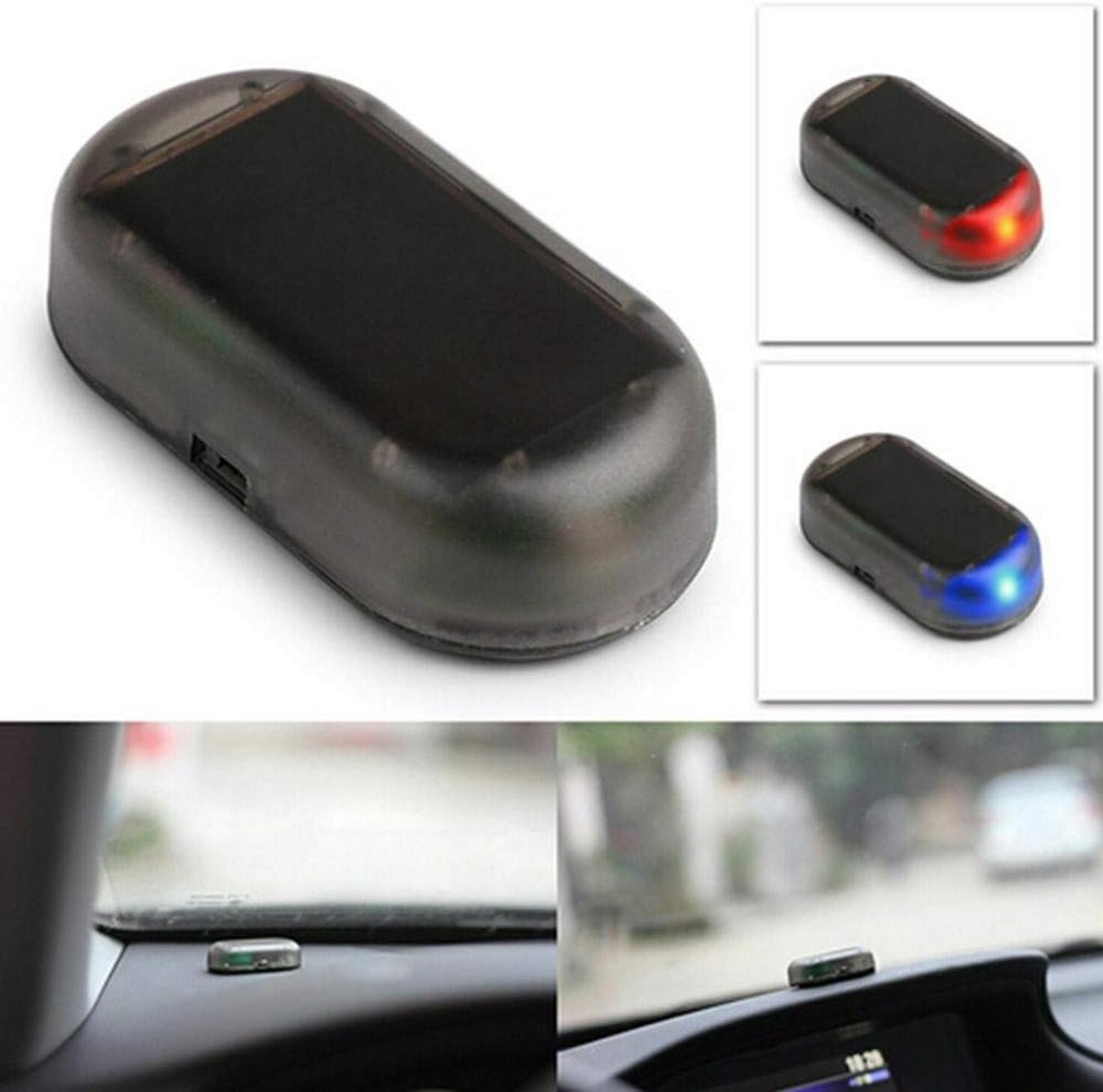 Solar Alarm Light - Anti-theft Light - Car Security - Solar Powered - 5x2.5cm - Blue