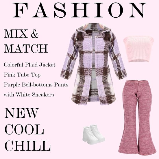 Poppenkleding Set - Poppenoutfits - Poppen Aankleden - 9 Delige Collectie - 30 cm Poppen - Meerdere Stijlen — afbeelding 3