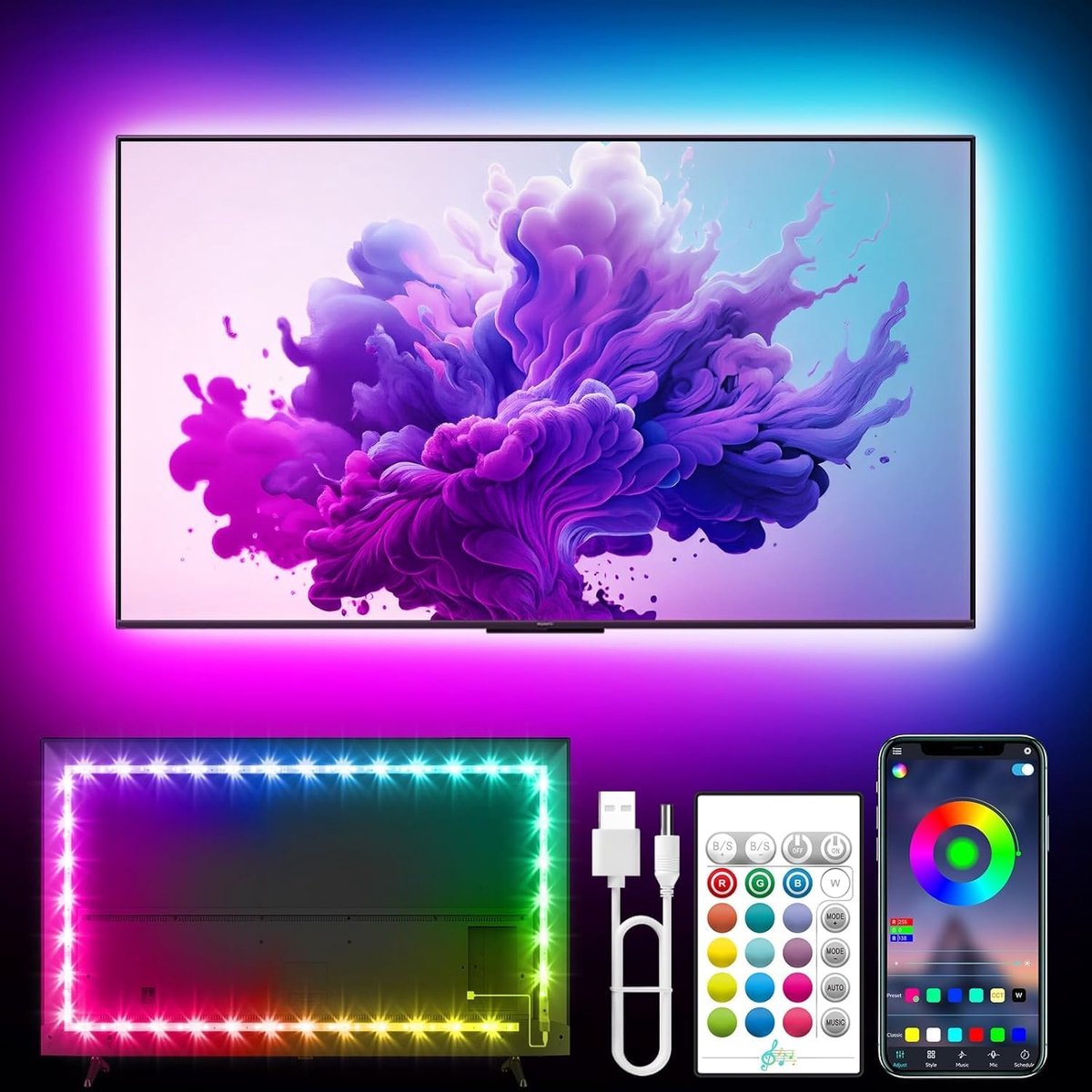 Led-tv-achtergrondverlichting - Ledstrip - Tv Decoratie - Muziek Sync - 3 Meter - RGB