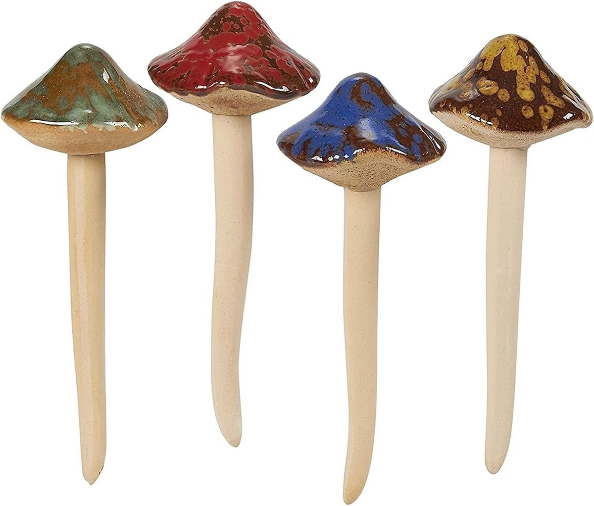 Keramische paddestoelen - Tuin decoratie - Buiten versieren - Weerbestendig materiaal - 10x10x10 cm - Gekleurd