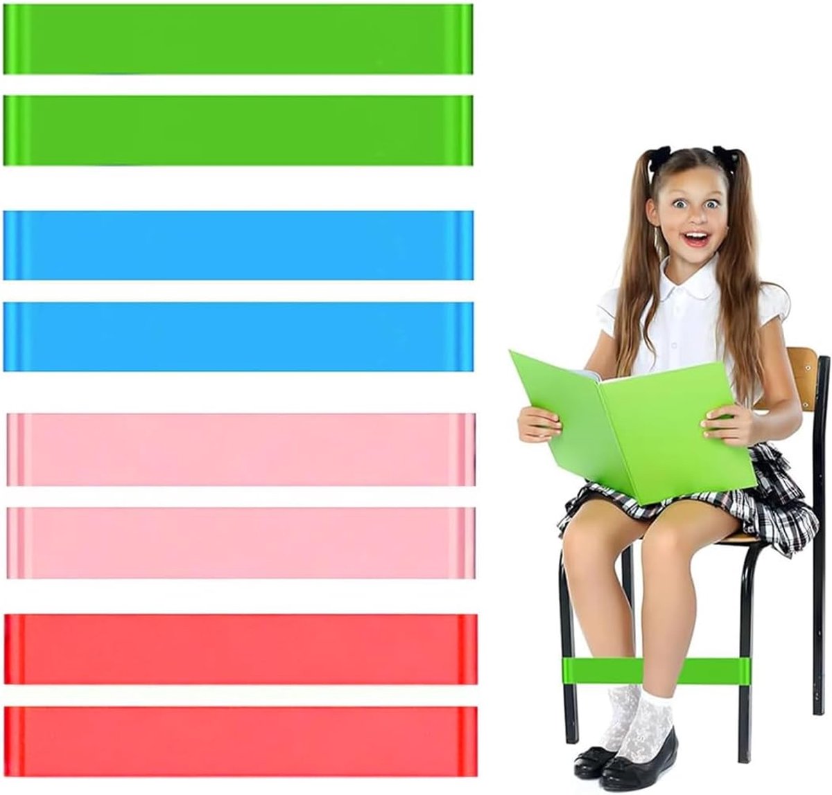 Stoelbanden voor kinderen - Zitbanden flexibel - Sensorische stimulatie - Gedifferentieerde weerstand - 8 stuks set - Multicolor