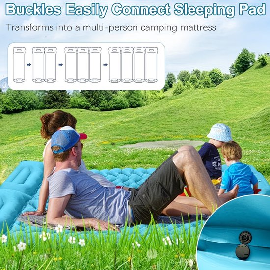 Vochtbestendig Draagbaar Matras voor Outdoor Reizen - Wandelen Camping Picknick Luchtkussen Pauwblauw Nylon Opblaasbaar Bed - Bezienswaardigheden en Trek. van Merkloos — afbeelding 4